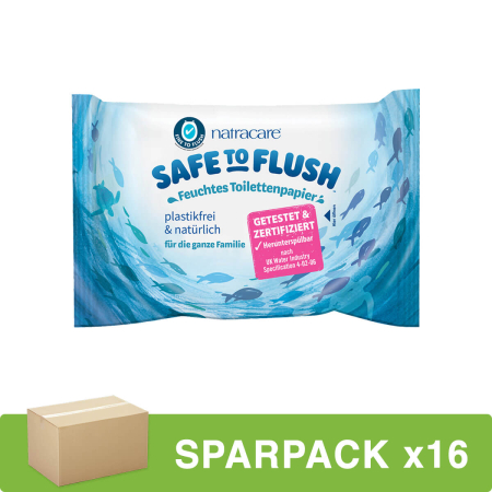 Natracare - Feuchtes Toilettenpapier Safe to Flush 30 Stück - 16er Pack