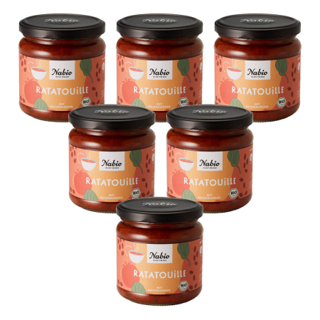 Nabio - Eintopf im Glas Ratatouille mit Belugalinsen - 365 g - 6er Pack