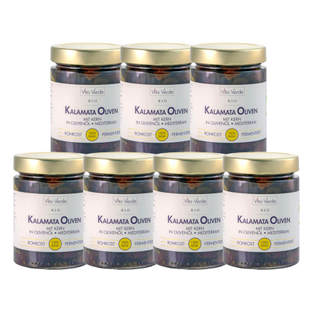 Vita Verde - Kalamata Oliven mit Kern mediterran - 330 g - 7er Pack