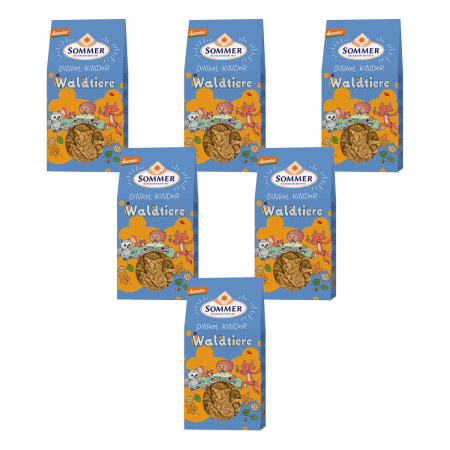 Sommer - Dinkel Butterkekse mit Dattelmus Dinkel Kinder Waldtiere Demeter - 150 g - 6er Pack