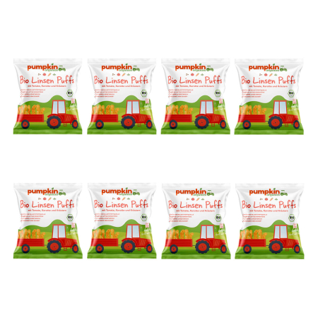 Pumpkin Organics - Linsen Puffs Tomate Karotte Kräuter - 20 g - 8er Pack