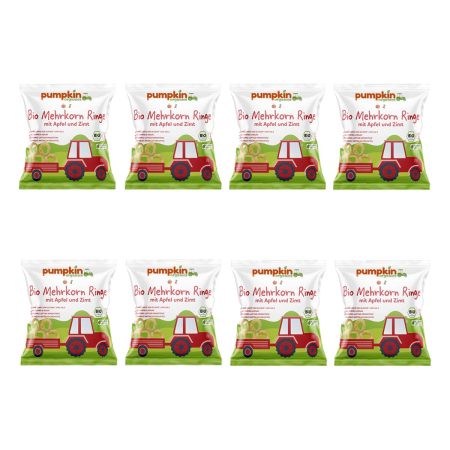 Pumpkin Organics - Mehrkorn Ringe Apfel & Zimt - 20 g - 8er Pack
