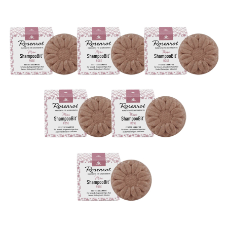 Rosenrot Naturkosmetik - festes Mini ShampooBit® Rose - 30 g - 6er Pack