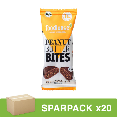 foodloose - Peanut Butter Bites Erdnuss-Schoko - 40 g - 20er Pack