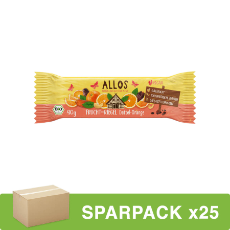 Allos - Frucht-Riegel Dattel Orange - 40 g - 25er Pack