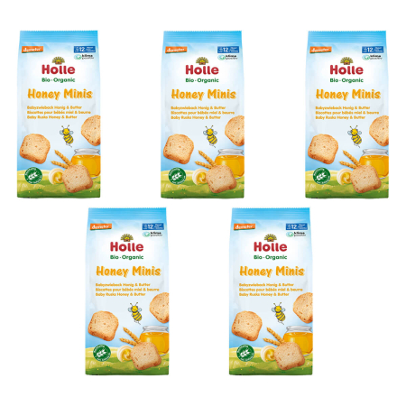 Holle - Honey Minis Babyzwieback Honig & Butter - 100 g - 5er Pack