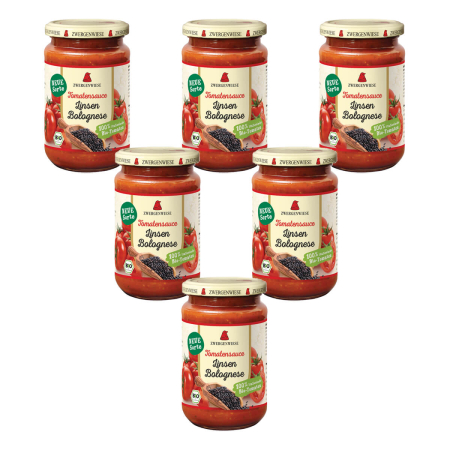 Zwergenwiese - Tomatensauce Linsen Bolognese - 340 ml - 6er Pack