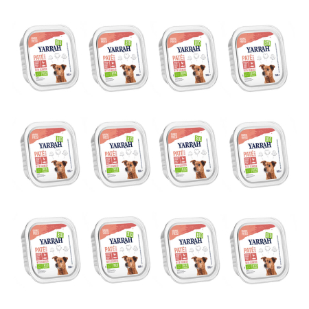 Yarrah - Hundfutter getreidefreie Pastete mit Huhn & Lachs bio - 150 g - 12er Pack