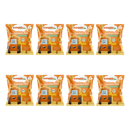 Pumpkin Organics - Mehrkorn Ringe Karotte Mango bio - 20 g - 8er Pack