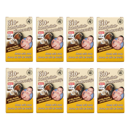 Saling - Schafmilch Kinderseife mit Bio-Kamille und Bio-Fenchel - 100 g - 8er Pack