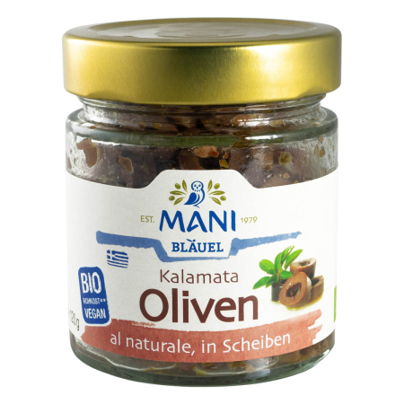 MANI Bläuel - Kalamata Oliven al naturale Scheiben bio - 120 g