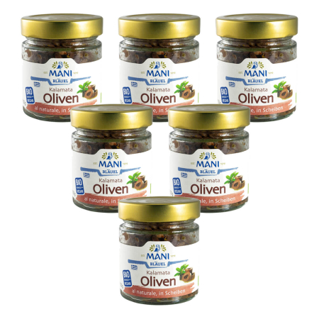 MANI Bläuel - Kalamata Oliven al naturale Scheiben bio - 120 g - 6er Pack