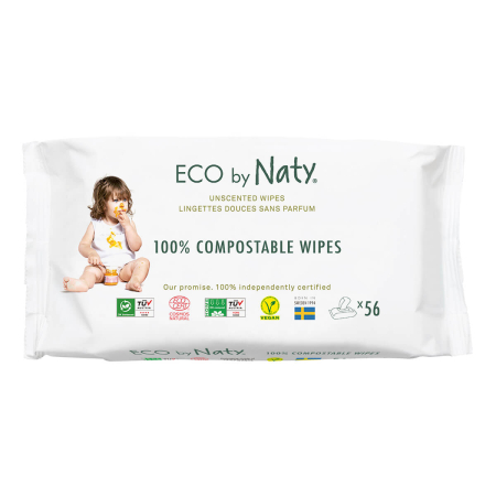 Eco by Naty - Feuchttücher unparfümiert - 56 Stück - 1 Pack