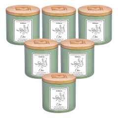 Kerzenfarm Hahn - Duftkerze im Glas Olive - 300 g - 6er Pack