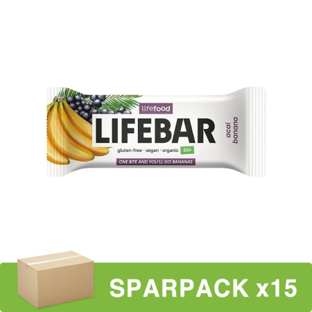Lifefood - Lifebar Açai Banane Riegel bio - 40 g - 15er Pack