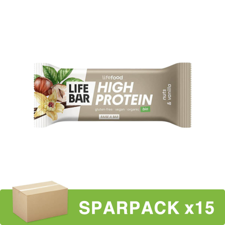 Lifefood - Lifebar Protein Nüsse & Vanille Riegel bio - 40 g - 15er Pack
