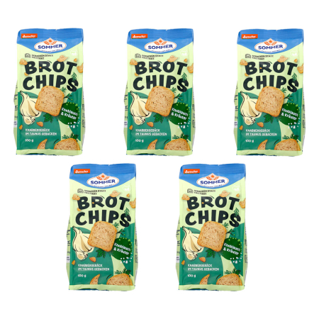 Sommer - Brot Chips Knoblauch & Kräuter - 100 g - 5er Pack