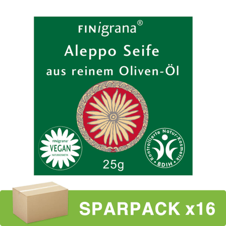 FINigrana - Aleppo Seife aus reinem Olivenöl - 25 g - 16er Pack