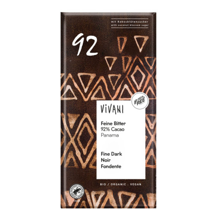 Vivani - Feine Bitter Schokolade 92 % Cacao Panama mit Kokosblütenzucker - 80 g