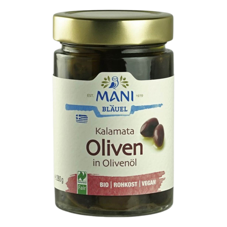 MANI Bläuel - Kalamata Oliven in Olivenöl bio NL Fair - 280 g