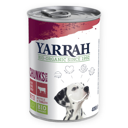 Yarrah - Hund Bröckchen Rind in Soße mit Brennnessel und Tomate - 405 g