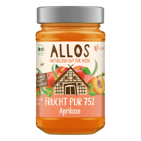 Allos - Frucht Pur 75% Aprikose Fruchtaufstrich - 250 g