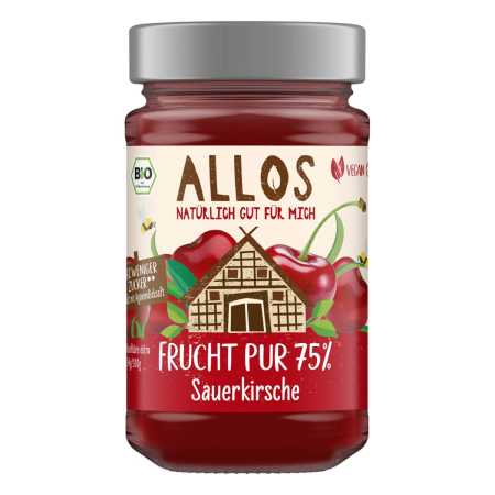 Allos - Frucht Pur 75% Sauerkirsche Fruchtaufstrich - 250 g