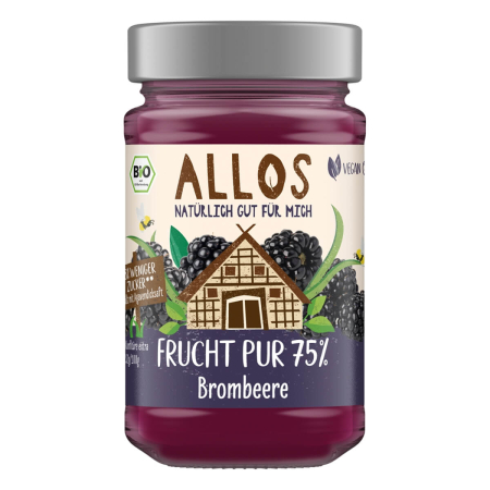 Allos - Frucht Pur 75% Brombeere Fruchtaufstrich - 250 g