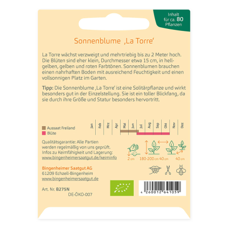 Bingenheimer Saatgut - Sonnenblume La Torre - 1 Tüte