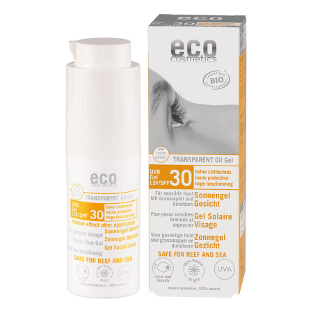 eco cosmetics - Sonnengel Gesicht transparent LSF 30 mit Granatapfel und Sanddorn - 30 ml