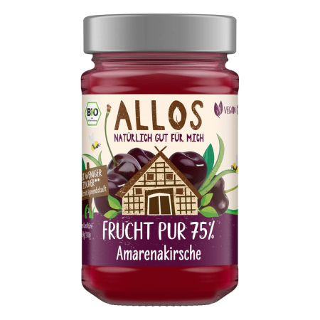 Allos - Frucht Pur 75% Amarenakirsche Fruchtaufstrich - 250 g