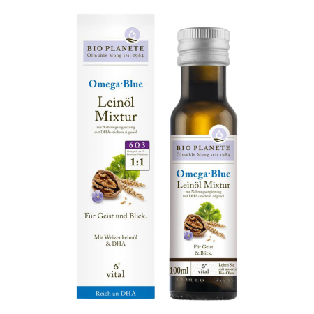 Bio Planete - Omega Blue Leinöl-Mixtur zur Nahrungsergänzung - 100 ml