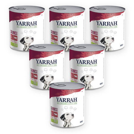 Yarrah - Hund Bröckchen Rind in Soße mit Brennnessel und Tomate - 820 g - 6er Pack