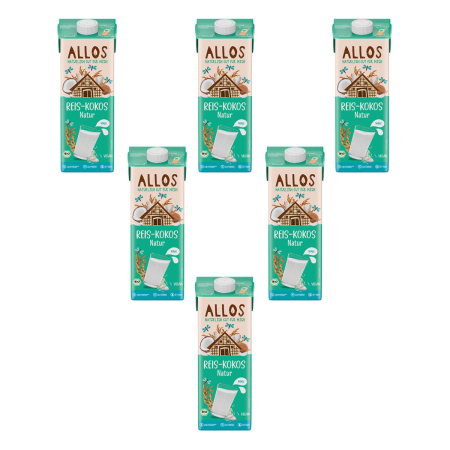 Allos - Reis-Kokos Drink naturell - 1 l - 6er Pack