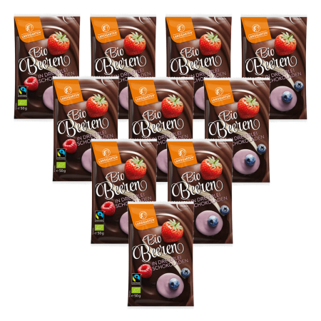 Landgarten - Beeren in dreierlei Schokoladen FT - 50 g - 10er Pack