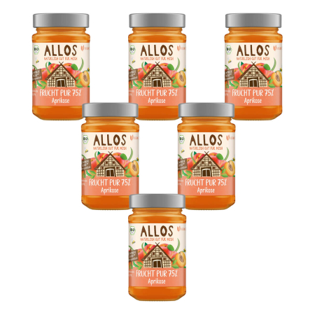 Allos - Frucht Pur 75% Aprikose Fruchtaufstrich - 250 g - 6er Pack