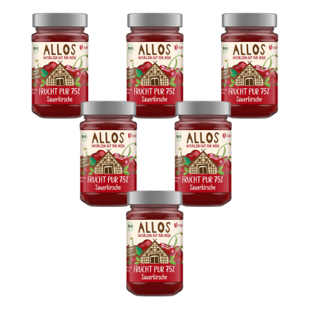 Allos - Frucht Pur 75% Sauerkirsche Fruchtaufstrich - 250 g - 6er Pack