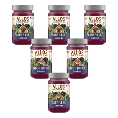 Allos - Frucht Pur 75% Brombeere Fruchtaufstrich - 250 g - 6er Pack