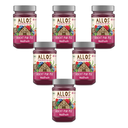 Allos - Frucht Pur 75% Waldfrucht Fruchtaufstrich - 250 g - 6er Pack
