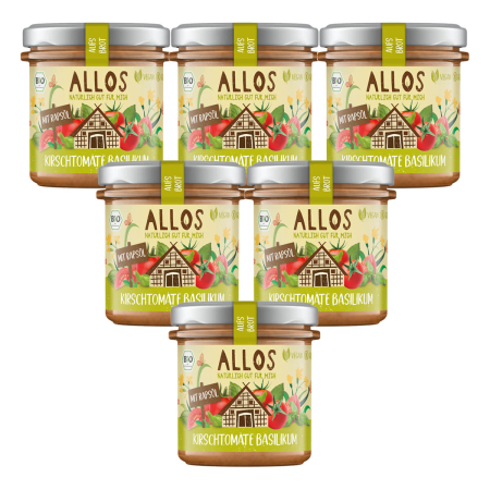 Allos - aufs Brot Kirschtomate-Basilikum-Aufstrich - 140 g - 6er Pack