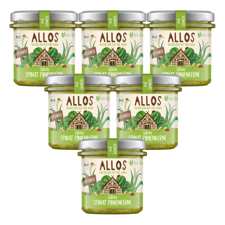 Allos - Hof-Gemüse Steffis Spinat-Pinienkerne-Aufstrich - 135 g - 6er Pack