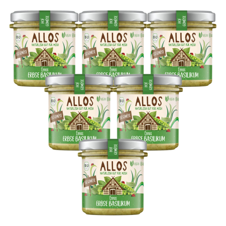 Allos - Hof-Gemüse Ennos Erbse-Basilikum-Aufstrich - 135 g - 6er Pack