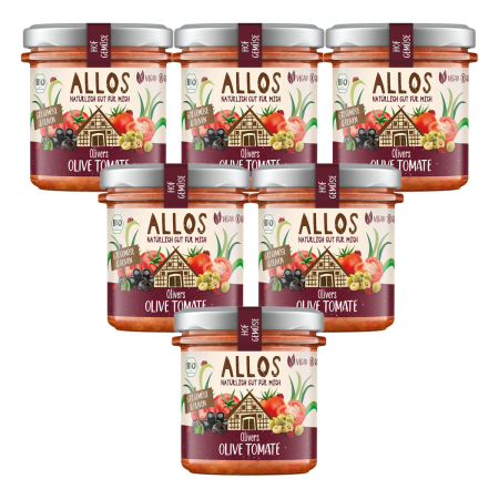 Allos - Hof-Gemüse Olivers Olive-Tomate-Aufstrich - 135 g - 6er Pack