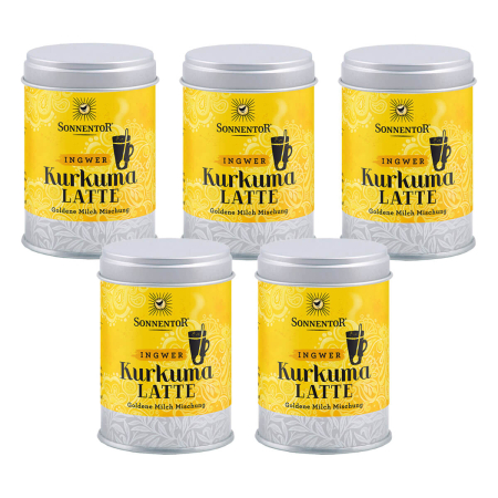 Sonnentor - Goldene Milch Kurkuma Latte Ingwer Dose bio - 60 g - 5er Pack