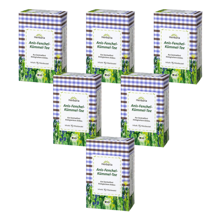 Herbaria - Anis-Fenchel-Kümmel-Tee Filterbeutel bio - 30g - 6er Pack