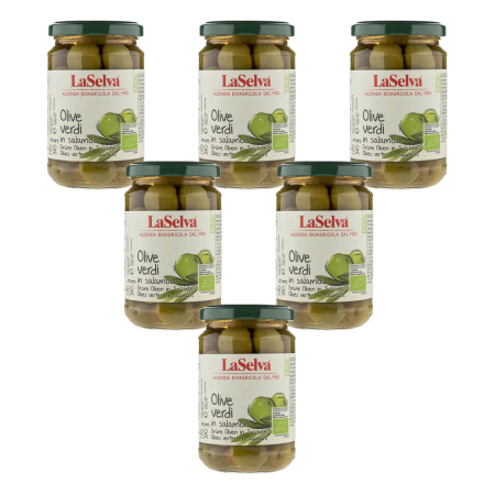 LaSelva - Grüne Oliven mit Stein in Salzlake - 310 g - 6er Pack
