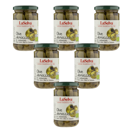LaSelva - Grüne Oliven ohne Stein in Salzlake - 295 g - 6er Pack