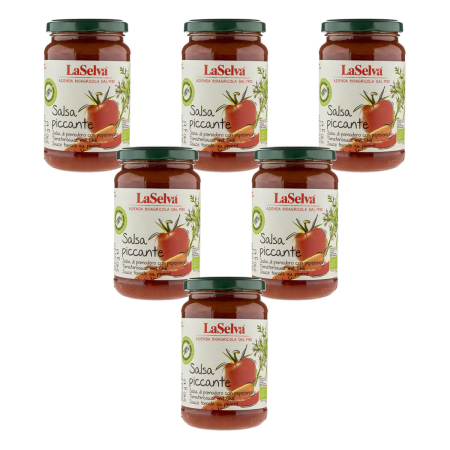 LaSelva - Salsa piccante - Tomatensauce mit frischem Gemüse und Chili - 340 g - 6er Pack