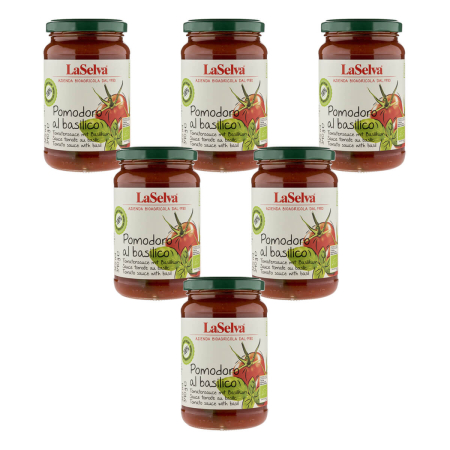 LaSelva - Tomatensauce mit frischem Basilikum - Pomodoro al basilico - 340 g - 6er Pack