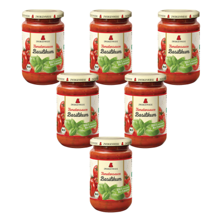 Zwergenwiese - Tomatensauce Basilikum - 340 ml - 6er Pack